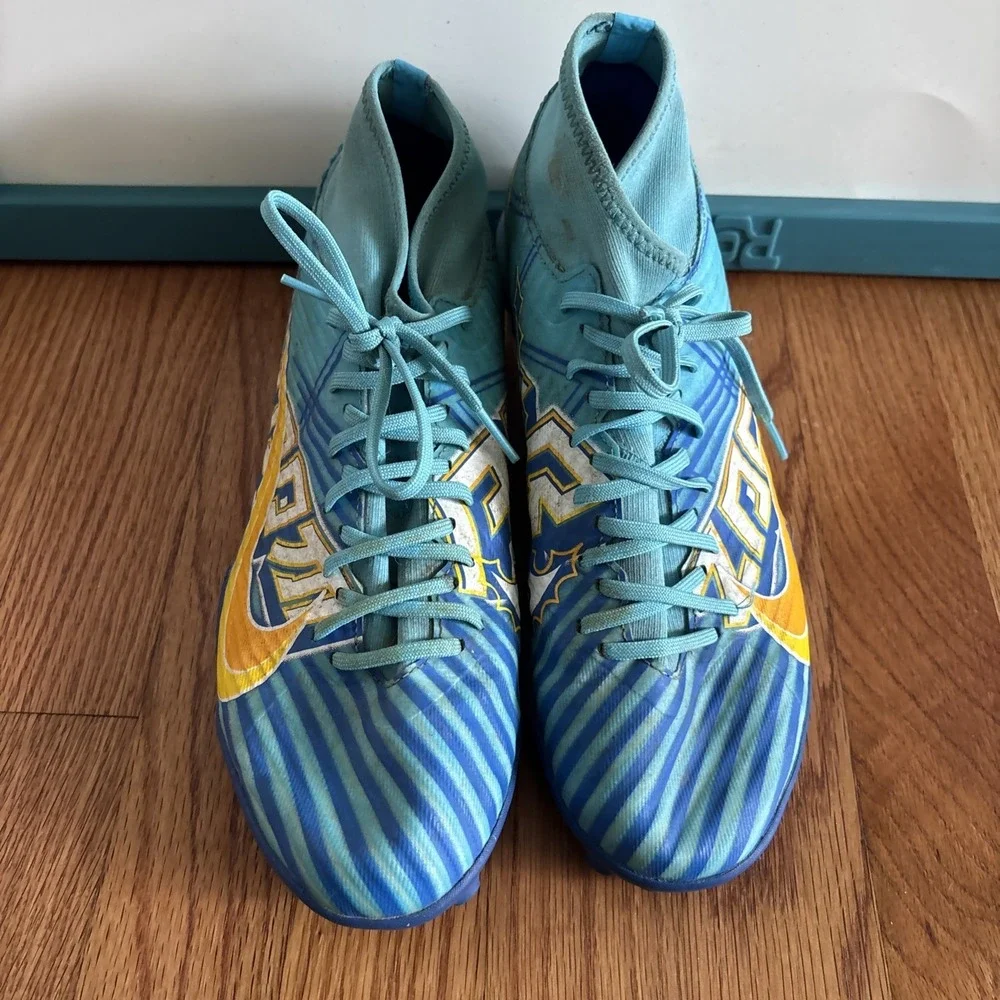 Nike Mercurial Superfly 9 Academy TF Mens Size 8 Blue Yellow Spike Soccer Shoes